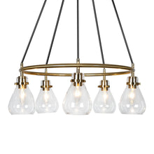 Thimbleweed 5-Light 24" Modern Cone Gold Chandelier, Wagon Wheel