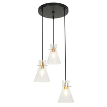 Itpicanaple 3-Light 17"Modern Cone Glass Black Chandelier, Cluster