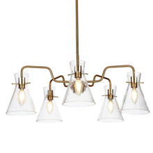 Itpicanaple 5-Light 27" Modern Cone Glass Gold Chandelier, Radial