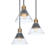 Moolidish 3-Light 14.5"Modern Cone Glass Black Chandelier, Cluster