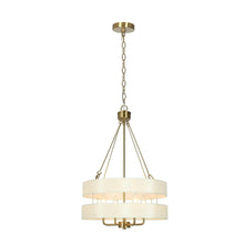 Fossa 4-Light 17" Modern Fabric Gold Chandelier, Double-Circle