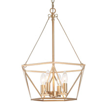 Janice 4-Light 16" Modern Gold Chandelier, Geometric Metal Frame