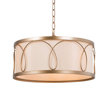 Resplendor 3-Light 16" Modern Fabric Gold Chandelier, Drum