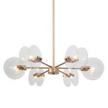 Pennieway 6-Light 28" Modern Round Glass Gold Chandelier, Radial