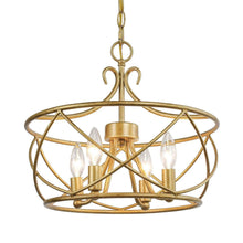 Cemithersia 4-Light 16" Modern Gold Chandelier, Drum Metal Frame