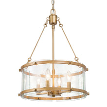 Krombacher 4-Light 16.5" Modern Seeded Glass Gold Chandelier, Drum