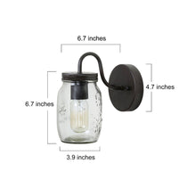 Magdalena 1-Light Industrial Black Jar-Glass Wall Sconces