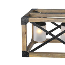 Crebason 4-Light Large Black&Wood Farmhouse Rectangle Kitchen Island Light