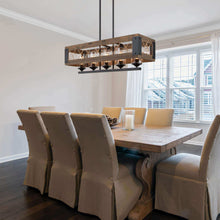 Eriogonum 5-Light 32-in Black&Wood Farmhouse Rectangle Kitchen Island Light
