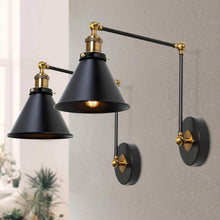 Wollemia 1-Light Black and Gold Swing Arm Wall Sconces Set of 2