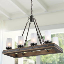 Hesperonim 8-Light 30-in Black&Wood Farmhouse Rectangle Kitchen Island Light