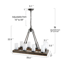 Hesperonim 8-Light 30-in Black&Wood Farmhouse Rectangle Kitchen Island Light