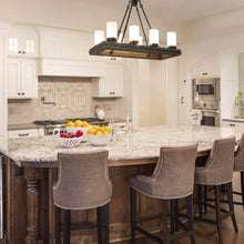 Hesperonim 8-Light 30-in Black&Wood Farmhouse Rectangle Kitchen Island Light