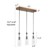 Bramblett 3-Light 21-in Black&Wood Farmhouse Cluster Kitchen Island Light