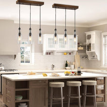 Bramblett 3-Light 21-in Black&Wood Farmhouse Cluster Kitchen Island Light