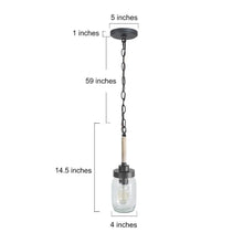 Alinettage 1-Light 4" Wood Farmhouse Pendant Light Fixtures