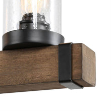 Lontherming 5-Light 43-in Black&Wood Farmhouse Rectangle Kitchen Island Light