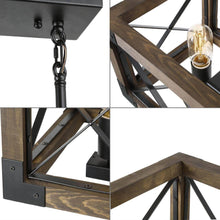 Teloroay 3-Light 23.5-in Black&Wood Farmhouse Rectangle Kitchen Island Light