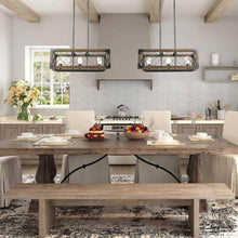Teloroay 3-Light 23.5-in Black&Wood Farmhouse Rectangle Kitchen Island Light