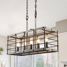 Hypsikalamos 5-Light 22-in Gray&Wood Farmhouse Rectangle Kitchen Island Light