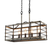 Hypsikalamos 5-Light 22-in Gray&Wood Farmhouse Rectangle Kitchen Island Light