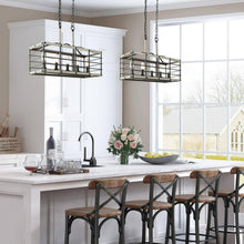Hypsikalamos 5-Light 22-in Gray&Wood Farmhouse Rectangle Kitchen Island Light