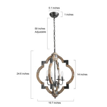 Adrammelech 4-Light Small Wood Chandelier