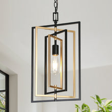Barry 1-Light 12" Modern Minimalist Black&Gold Chandelier