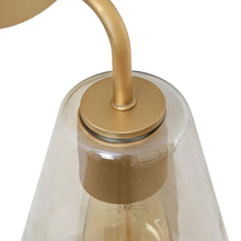 Radishment 1-Light Modern Gold Wall Sconces with Amber Glass