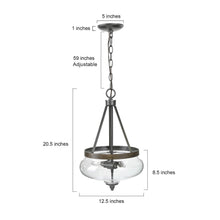 Anasipia 3-Light 13" Farmhouse Glass Black Chandelier, Faux Wood