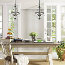 Anasipia 3-Light 13" Farmhouse Glass Black Chandelier, Faux Wood