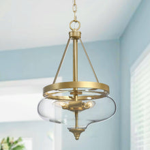 Tethysia 3-Light 13" Famrhouse Gold Chandelier, Bowl Shape Glass