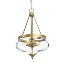 Tethysia 3-Light 13" Famrhouse Gold Chandelier, Bowl Shape Glass