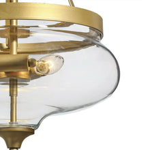 Tethysia 3-Light 13" Famrhouse Gold Chandelier, Bowl Shape Glass