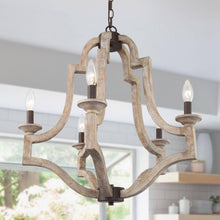 Hymunpthera 5-Light 23" Farmhouse/Rustic Wood Chandelier, Latern