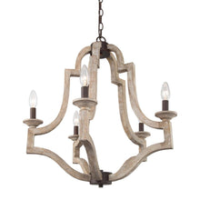 Hymunpthera 5-Light 23" Farmhouse/Rustic Wood Chandelier, Latern