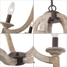 Hymunpthera 5-Light 23" Farmhouse/Rustic Wood Chandelier, Latern