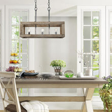 SOLO 3-Light 21-in Wood Farmhouse Rectangle Kitchen Island Light