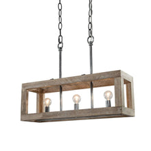SOLO 3-Light 21-in Wood Farmhouse Rectangle Kitchen Island Light