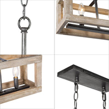 SOLO 3-Light 21-in Wood Farmhouse Rectangle Kitchen Island Light