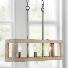 SOLO 3-Light 21-in Wood Farmhouse Rectangle Kitchen Island Light