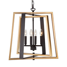 Dendrophylax 4-Light 20" Modern Black&Gold Chandelier, Geometric Frame