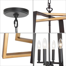 Dendrophylax 4-Light 20" Modern Black&Gold Chandelier, Geometric Frame