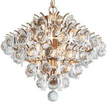 Limerence 3-Light 15" Glam Gold Chandelier, Tiered Crystal Spheres