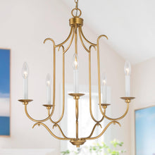 Radishment 5-Light 22" Modern Brushed Gold Chandelier, Candlestick
