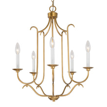 Radishment 5-Light 22" Modern Brushed Gold Chandelier, Candlestick