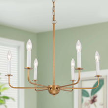 Wiatority 6-Light 25" Modern Gold Chandelier, Candlesticks