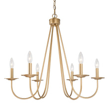 Falkowitz 6-Light 28" Modern Gold Chandelier, Candlesticks
