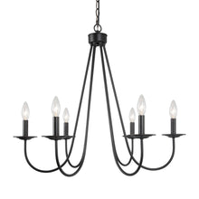 Barry 6-Light 27" Modern Matte Black Chandelier, Candlesticks