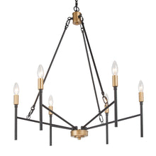 Colby 6-Light 27" Modern Black Chandelier, Radial Candlesticks